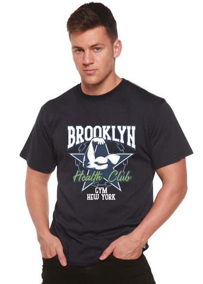 Brooklyn Health Club men's bamboo viscose/organic cotton graphic tee navy with logo on Tampa Home & Garden Store