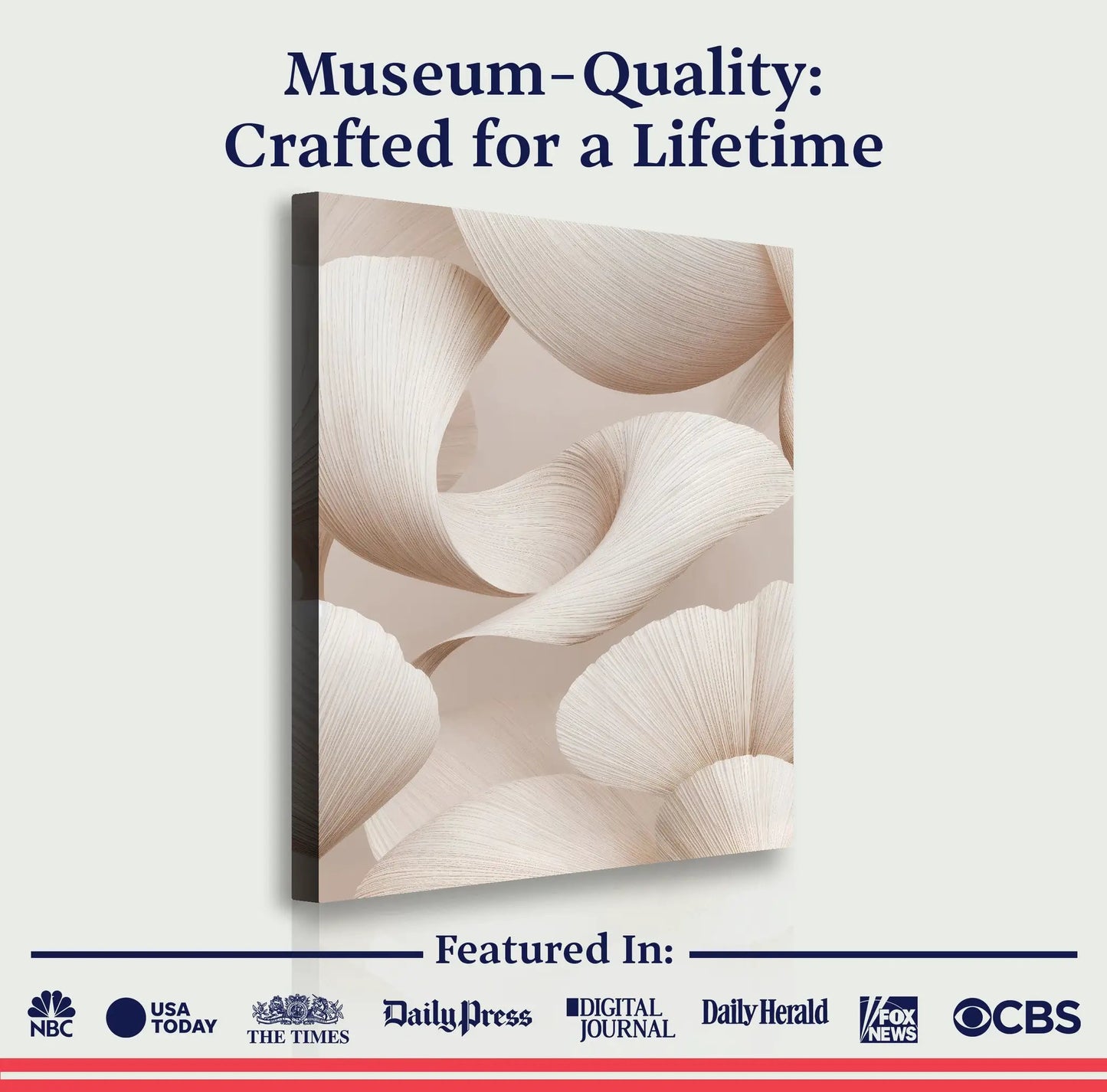 Calm Aesthetic Wall Art canvas with beige ribbonlike curves in neutral tones Tailored Canvases on Tampa Home & Garden Store