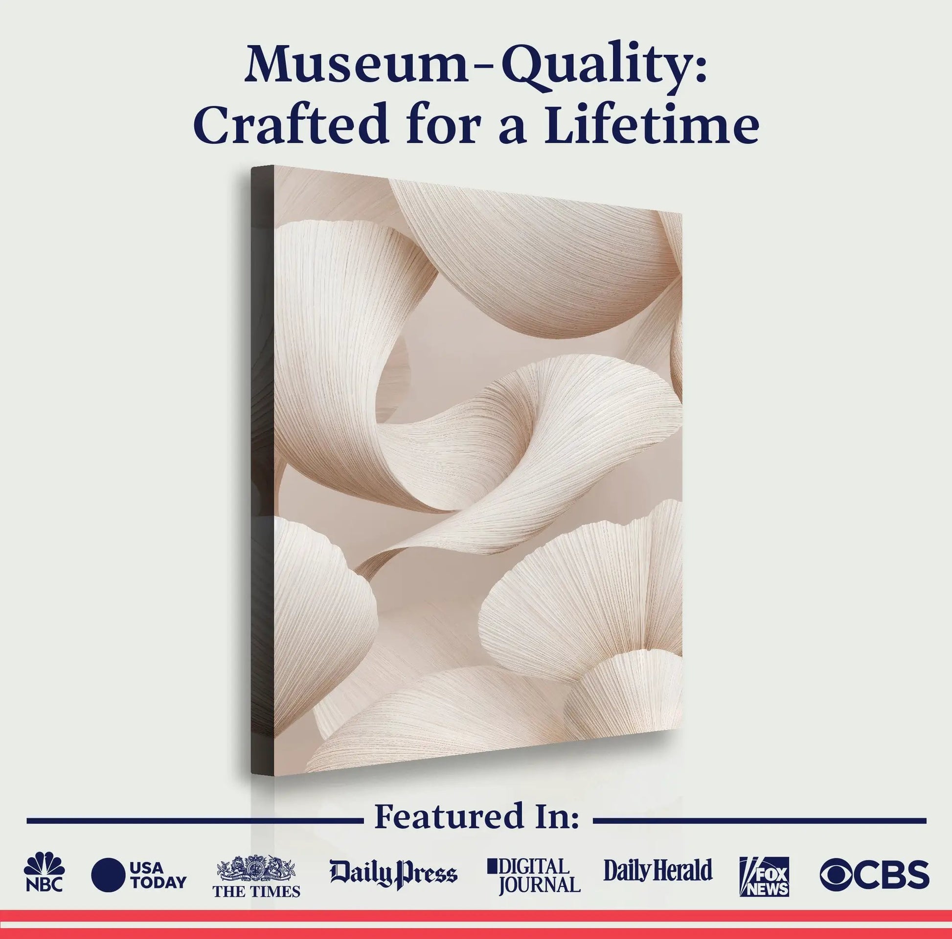 Calm Aesthetic Wall Art canvas with beige ribbonlike curves in neutral tones Tailored Canvases on Tampa Home & Garden Store