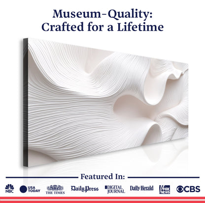 Minimalist Waves Wall Art II canvas with white textured wave pattern by Tailored Canvases on Tampa Home & Garden Store