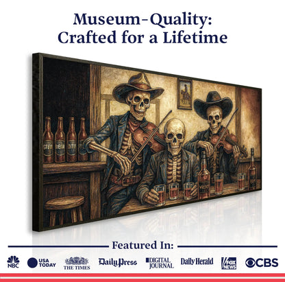 Cowboy Skeletons Western Bar Wall Art canvas by Tailored Canvases, rustic saloon scene on Tampa Home & Garden Store