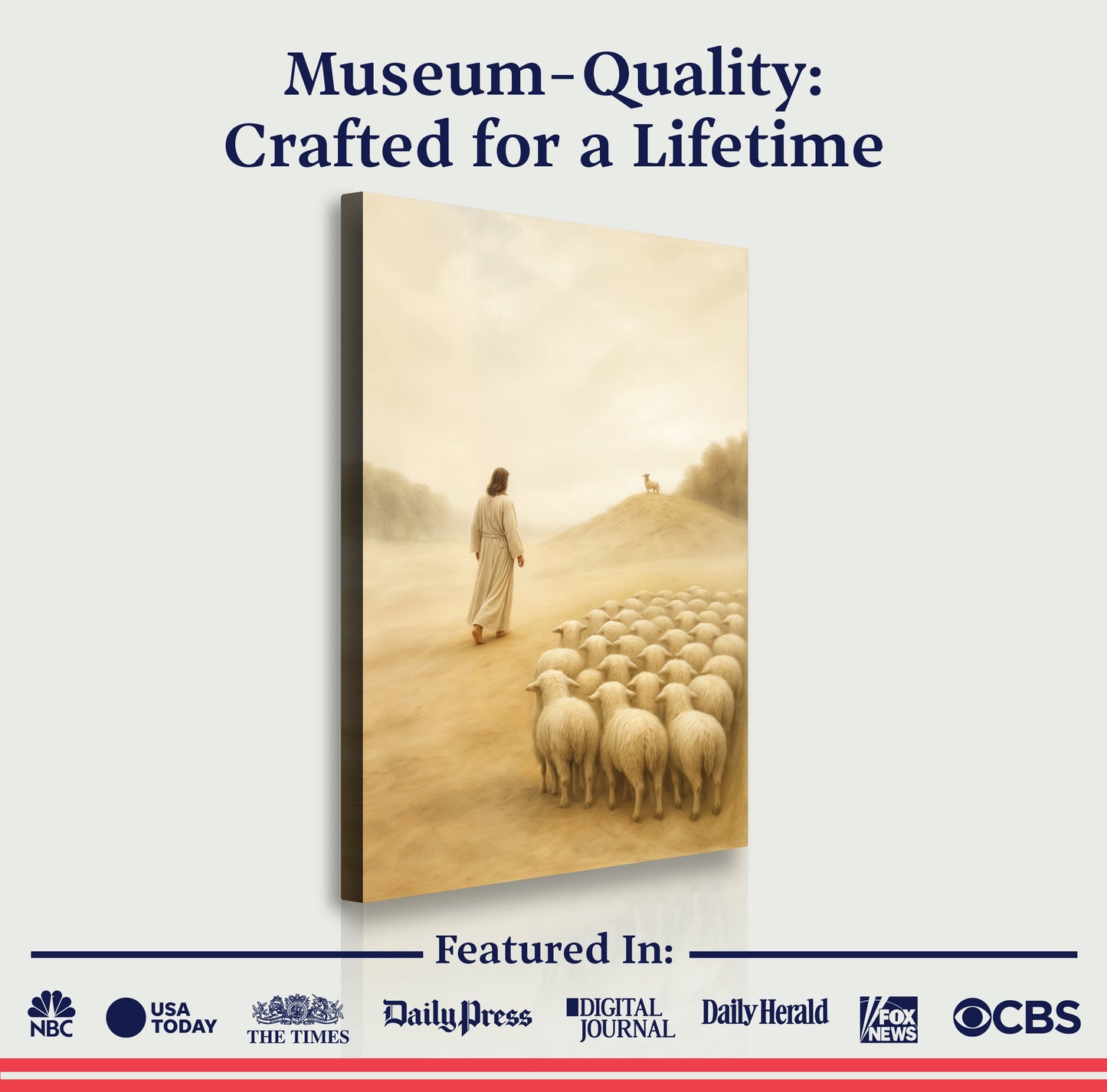 99 Faith Wall Art III canvas depicting a golden pastoral scene with a woman and flock of sheep on Tampa Home & Garden Store