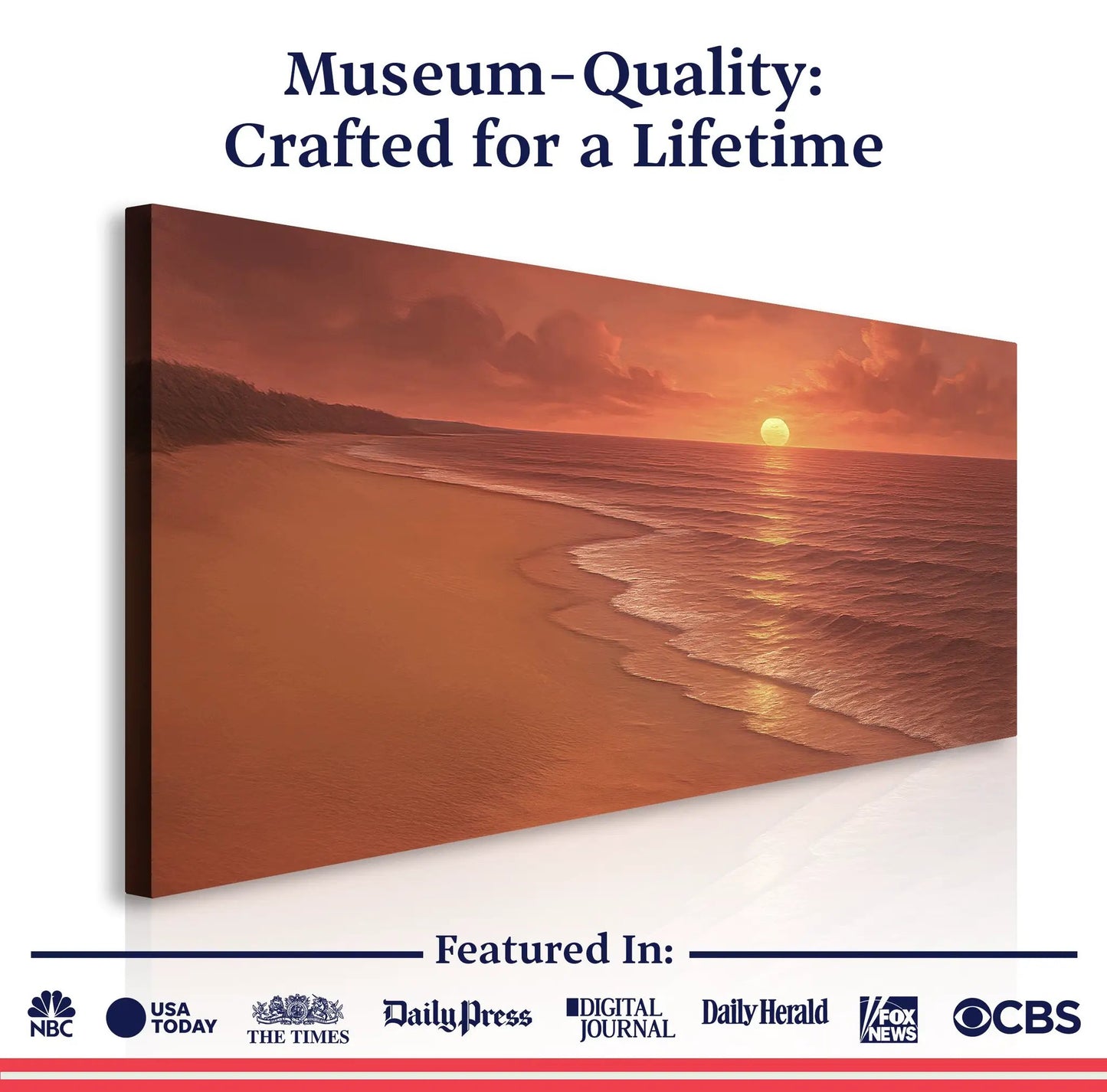 Beach Shoreline Coastal Wall Art VII canvas by Tailored Canvases with warm sunset hues on Tampa Home & Garden Store
