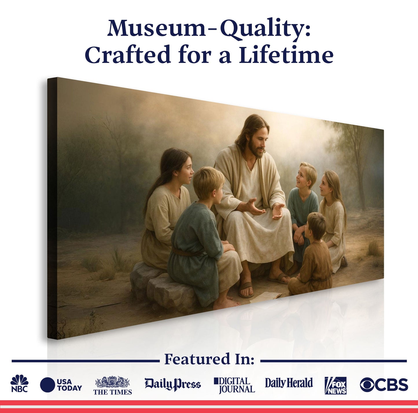 Jesus with Children Faith Wall Art III Canvas by Tailored Canvases, earthy biblical scene on Tampa Home & Garden Store
