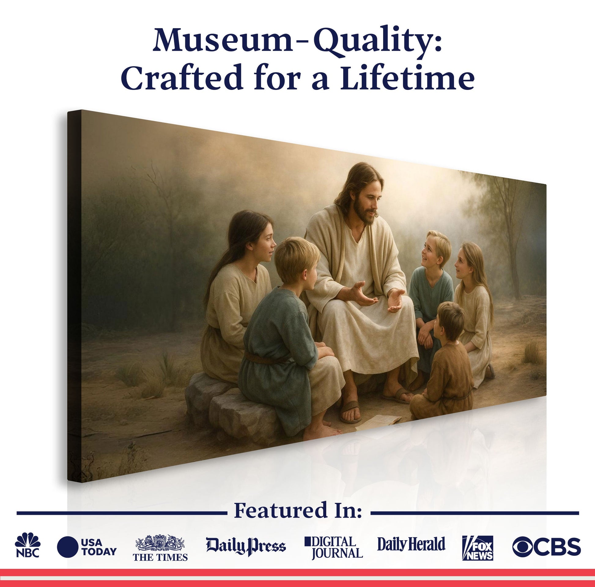 Jesus with Children Faith Wall Art III Canvas by Tailored Canvases, earthy biblical scene on Tampa Home & Garden Store