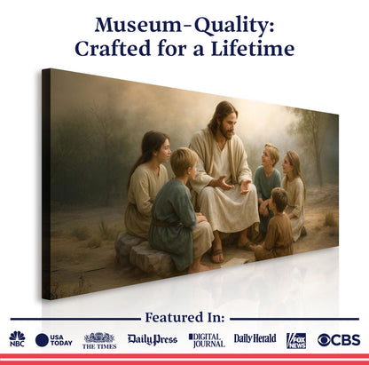 Jesus with Children Faith Wall Art III Canvas by Tailored Canvases, earthy biblical scene on Tampa Home & Garden Store