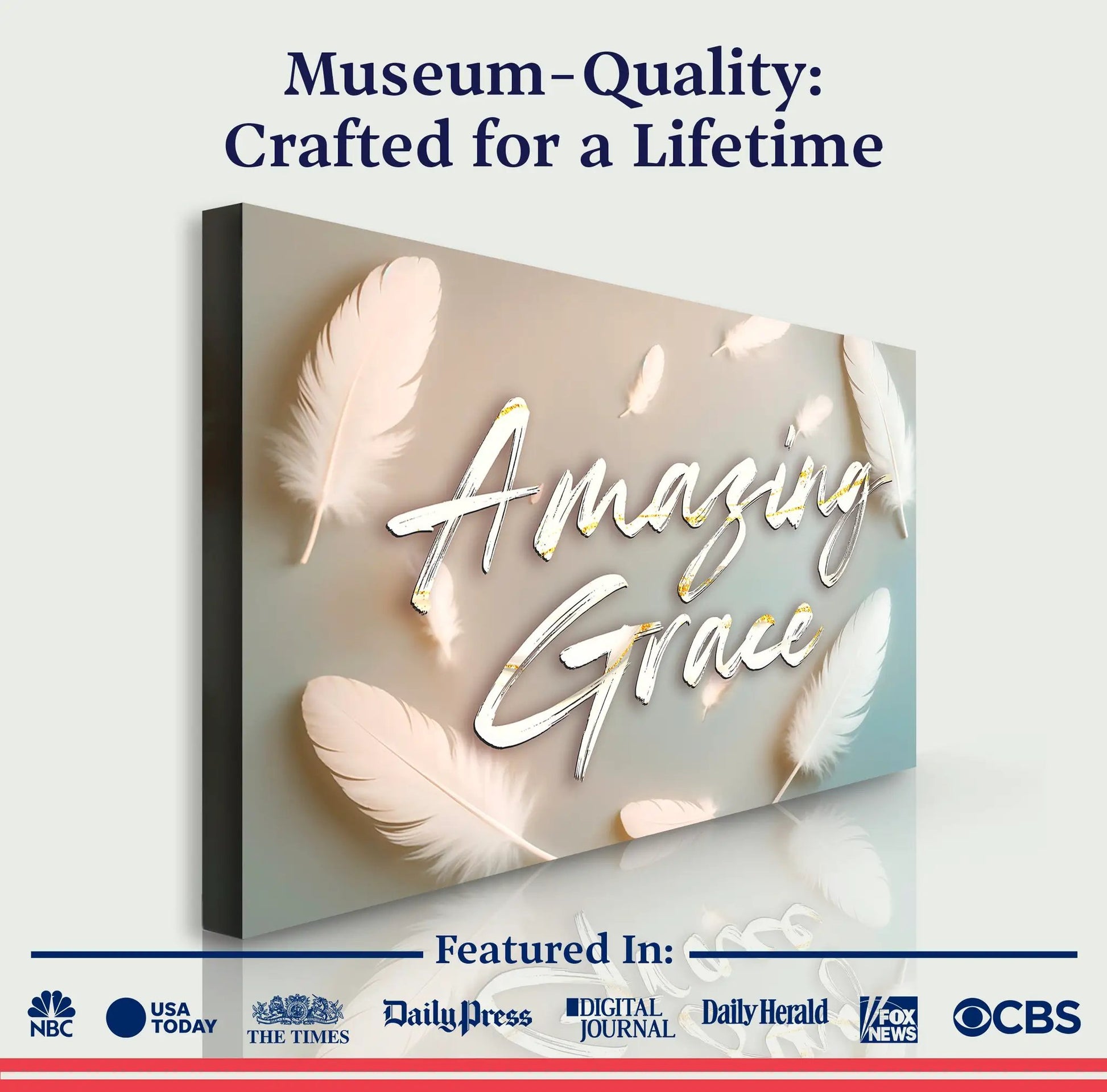 Amazing Grace faith wall sign canvas crafting decor with feather motif by Tailored Canvases on Tampa Home & Garden Store