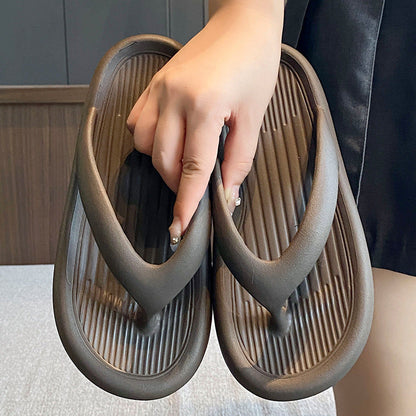 Stevvex womens flip flops dark brown ribbed footbed lightweight anti-slip sandals indoor/outdoor on Tampa Home & Garden Store