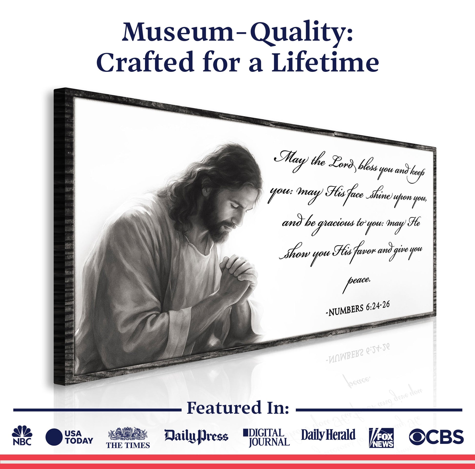 Canvas art: Numbers 6:24-26 Faith Sign IV by Tailored Canvases, black and white prayer scene on Tampa Home & Garden Store