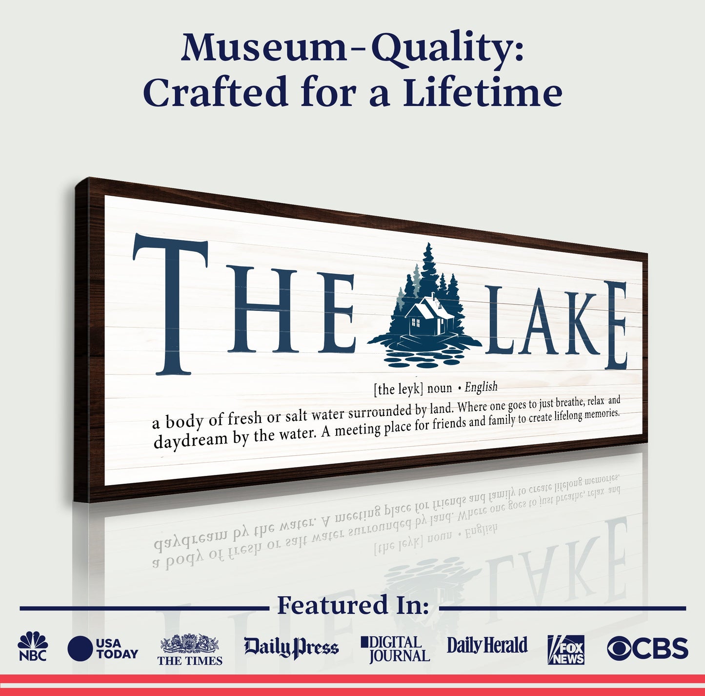 Canvas: The Definition of Lake Sign II by Tailored Canvases, dark wood frame on Tampa Home & Garden Store