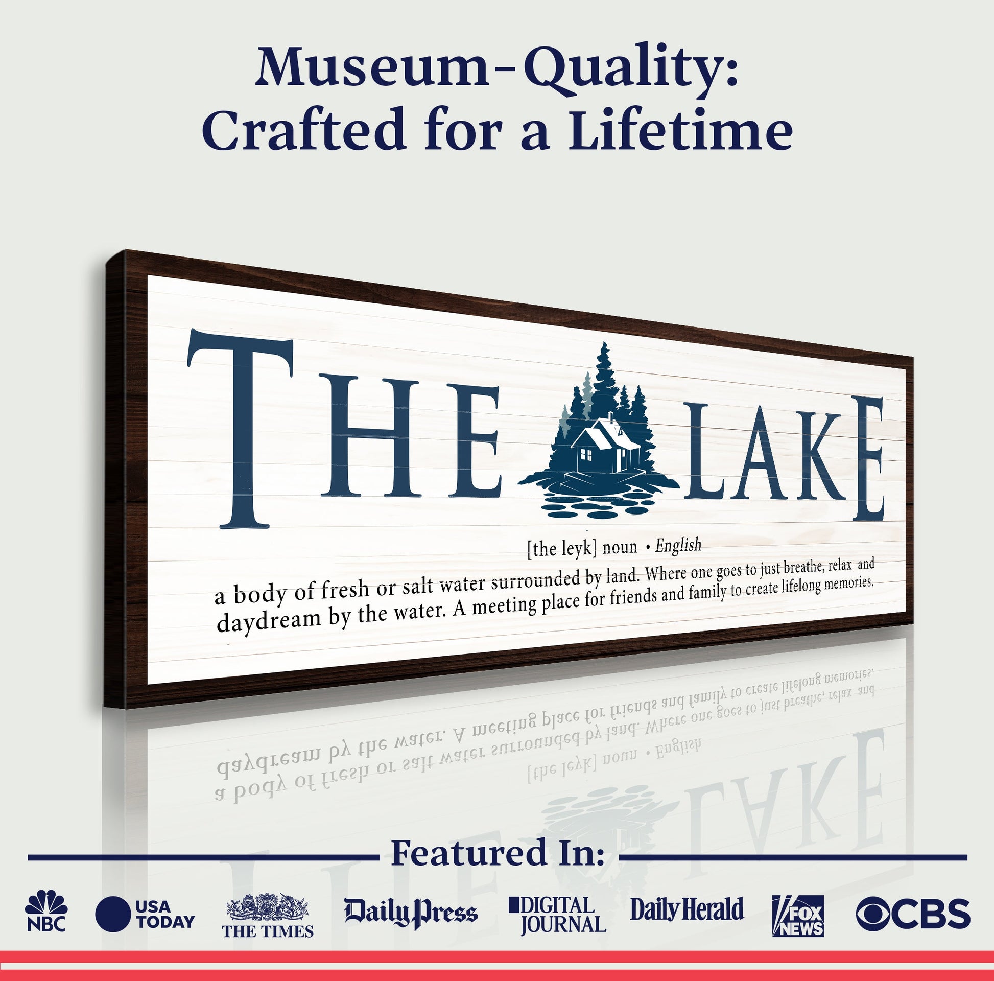 Canvas: The Definition of Lake Sign II by Tailored Canvases, dark wood frame on Tampa Home & Garden Store
