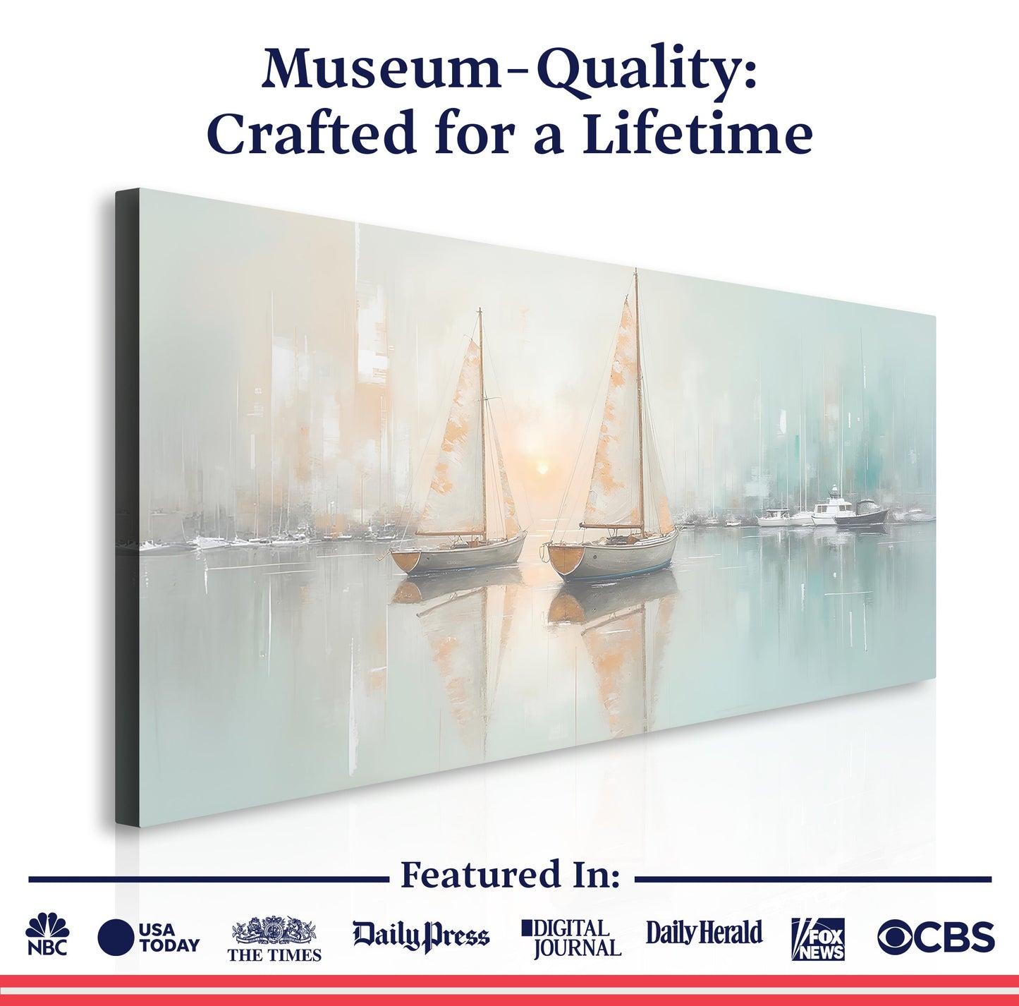 Abstract Pier and Dock Wall Art Canvas by Tailored Canvases; pastel harbor sailboats on water on Tampa Home & Garden Store