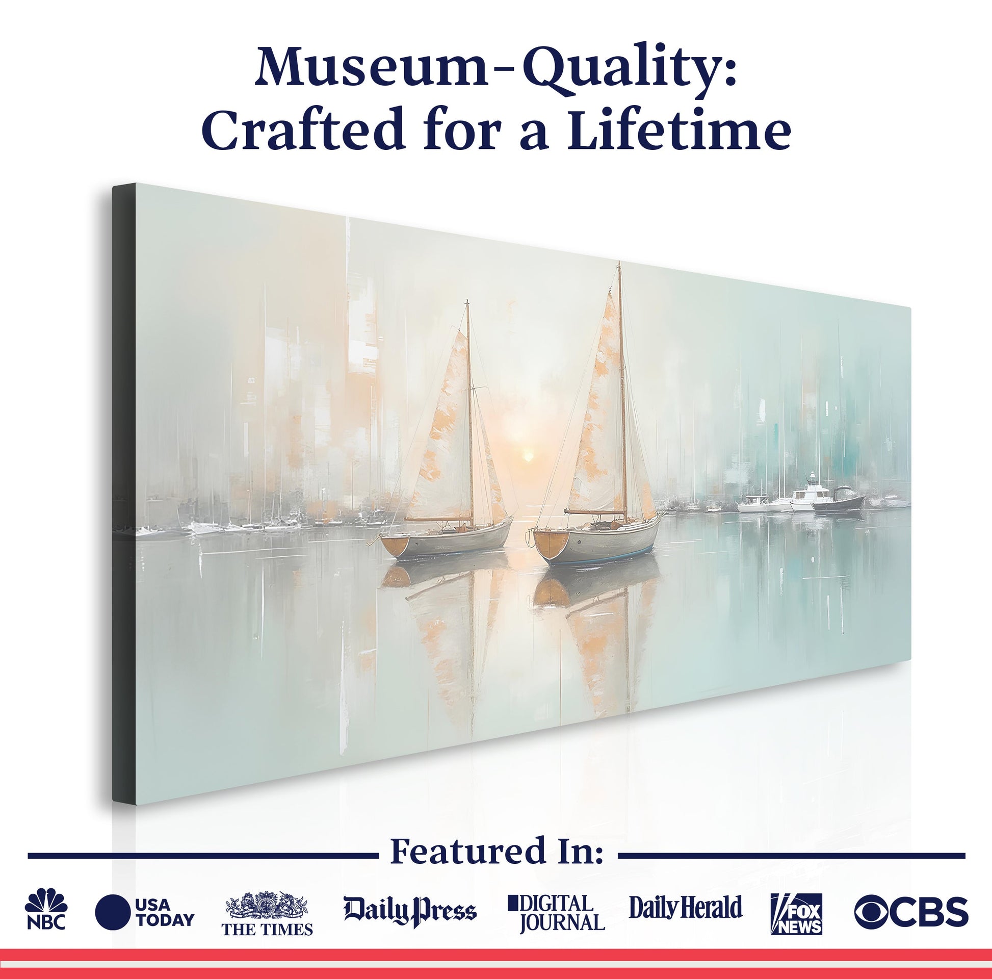 Abstract Pier and Dock Wall Art Canvas by Tailored Canvases; pastel harbor sailboats on water on Tampa Home & Garden Store