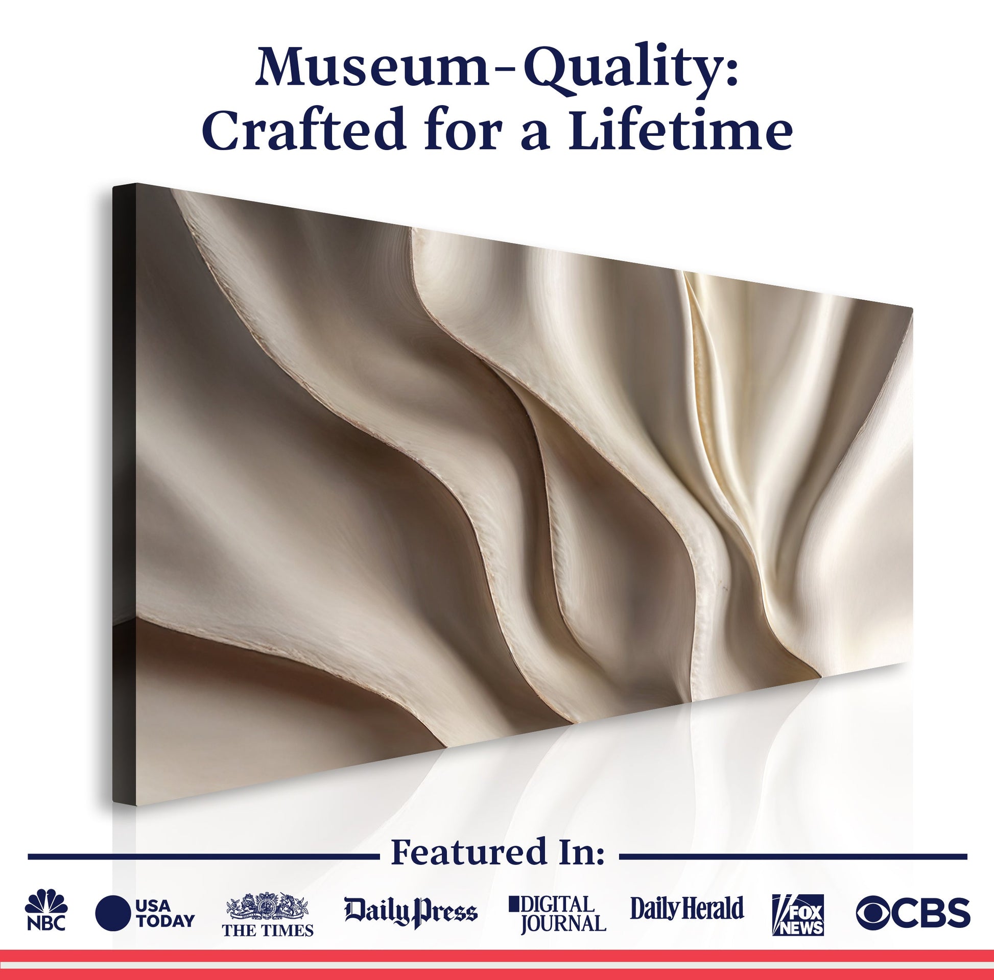 Beige Minimalist Wall Art V canvas by Tailored Canvases, crafting canvas with soft draped folds on Tampa Home & Garden Store