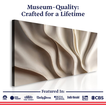 Beige Minimalist Wall Art V canvas by Tailored Canvases, crafting canvas with soft draped folds on Tampa Home & Garden Store