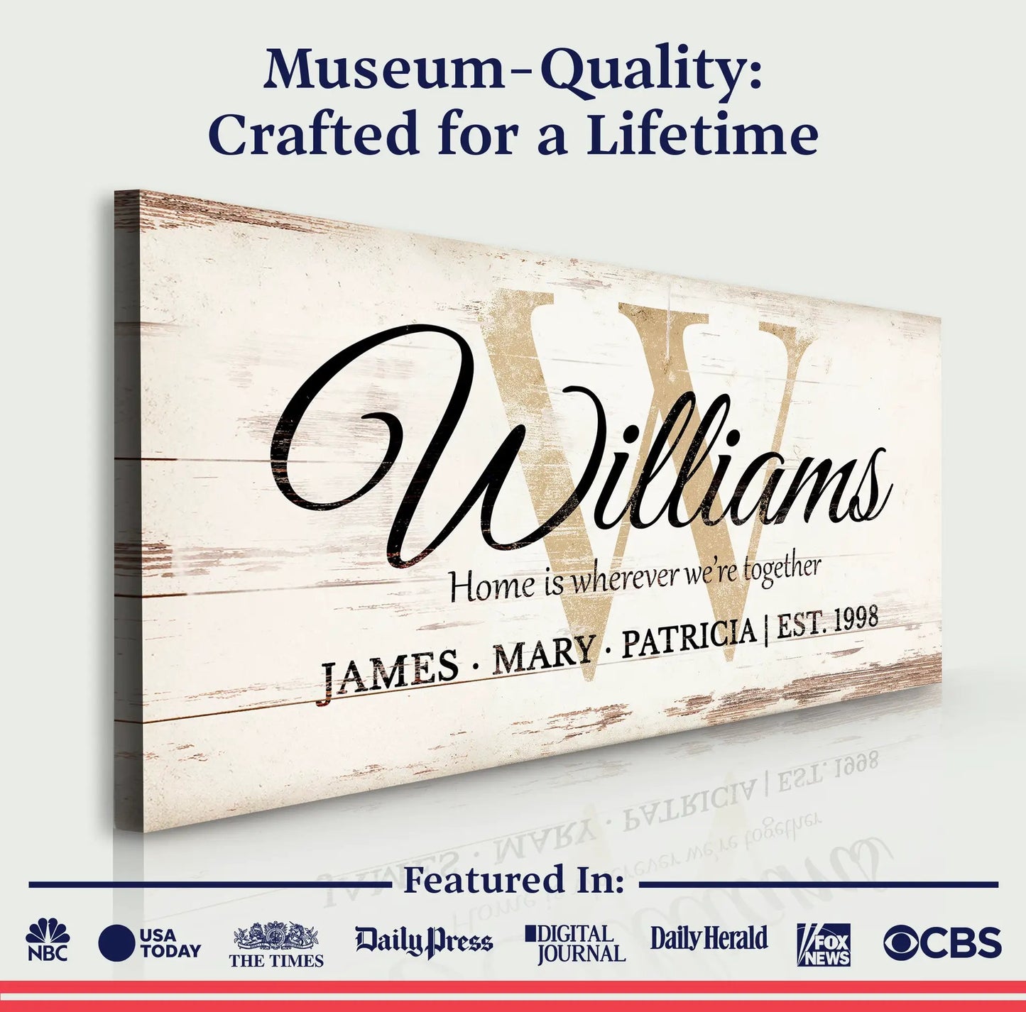 Personalized Family Sign XI canvas by Tailored Canvases with rustic distressed finish on Tampa Home & Garden Store