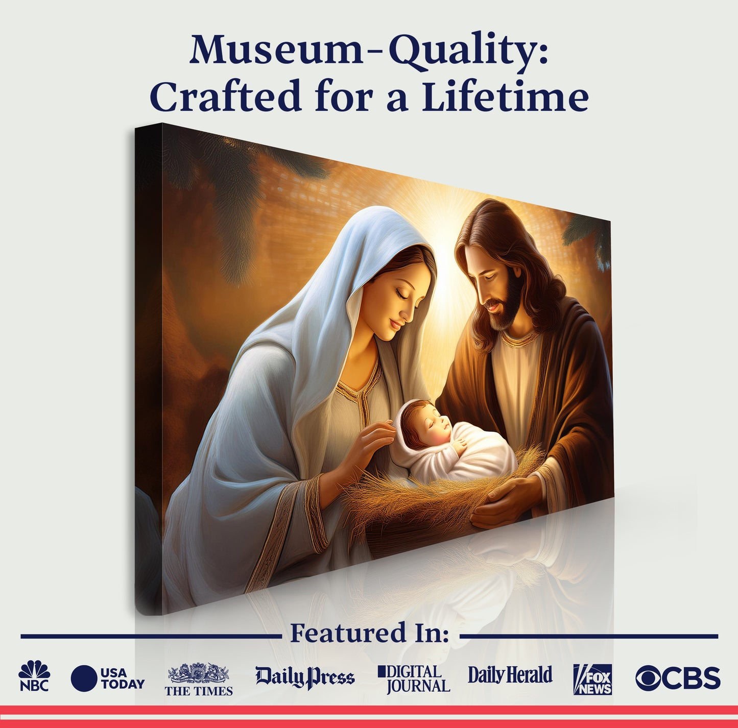 3D Faith Wall Art II canvas by Tailored Canvases; warm nativity scene, crafting canvas on Tampa Home & Garden Store