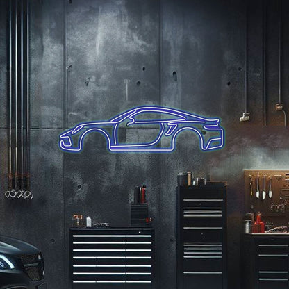 911 Turbo Model S Metal Neon Car Wall Art - MTN0042