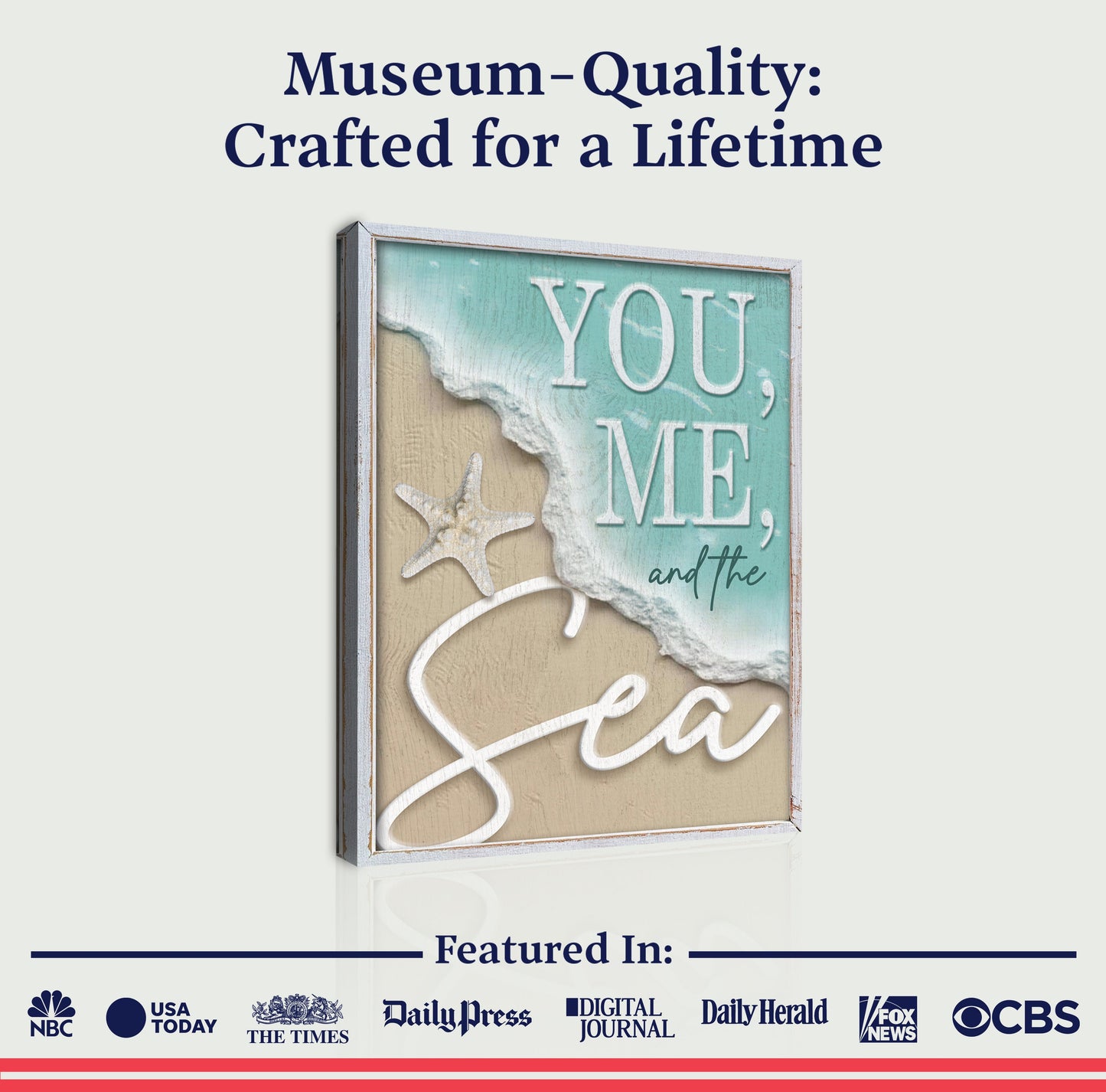 Canvas You Me and the Sea Coastal Sign VI by Tailored Canvases, framed beach craft canvas on Tampa Home & Garden Store