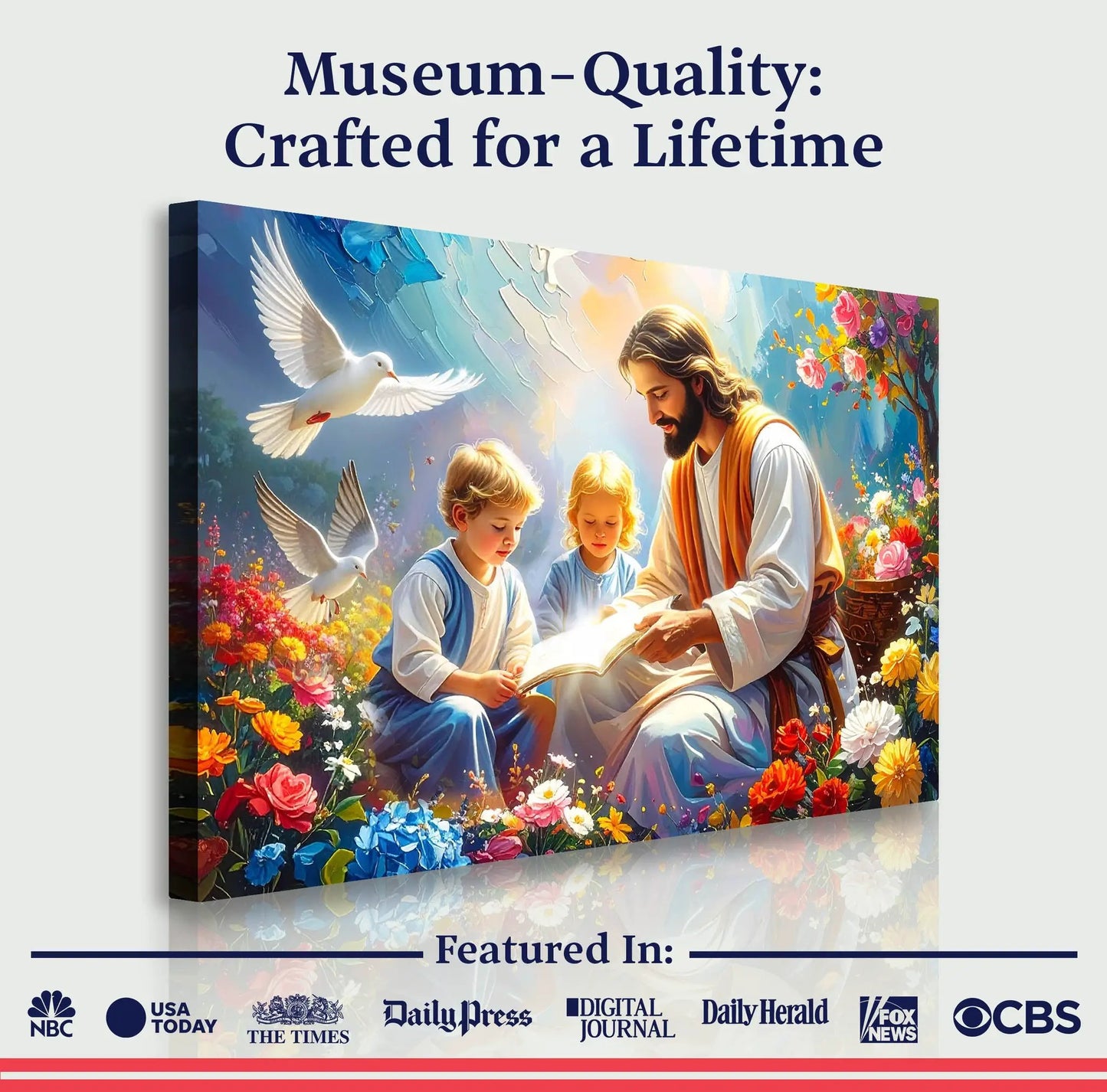 Canvas Jesus With Children Faith Wall IV, Jesus blessing children amid flowers on Tampa Home & Garden Store