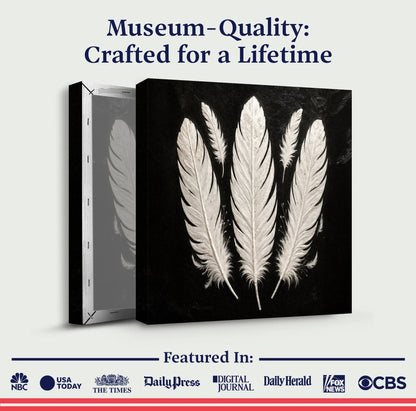 Monochrome Feather Wall Art Tailored Canvases black ivory feathers Canvas on Tampa Home & Garden Store