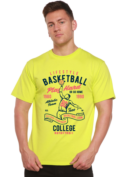 Men's Life Style Basketball T-shirt neon yellow bamboo viscose/organic cotton by Spun Bamboo on Tampa Home & Garden Store