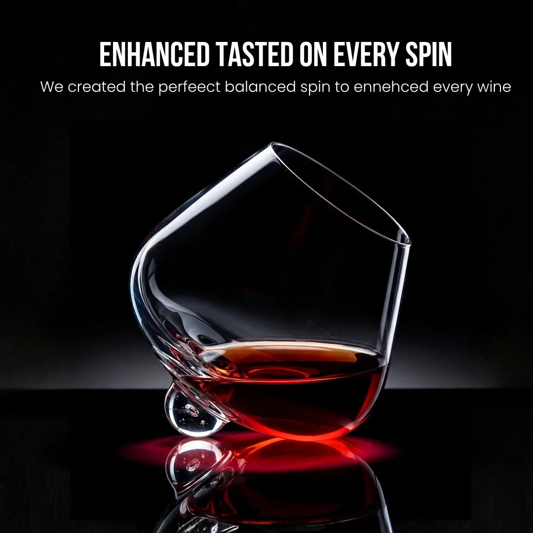 Kami Rotating Crystal Wine Glass with Coaster