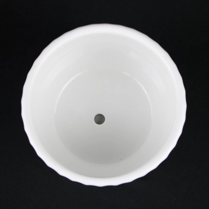 3-Piece White Ceramic Planter Set with Vertical Fluted Design and Saucers Florinia on Tampa Home & Garden Store
