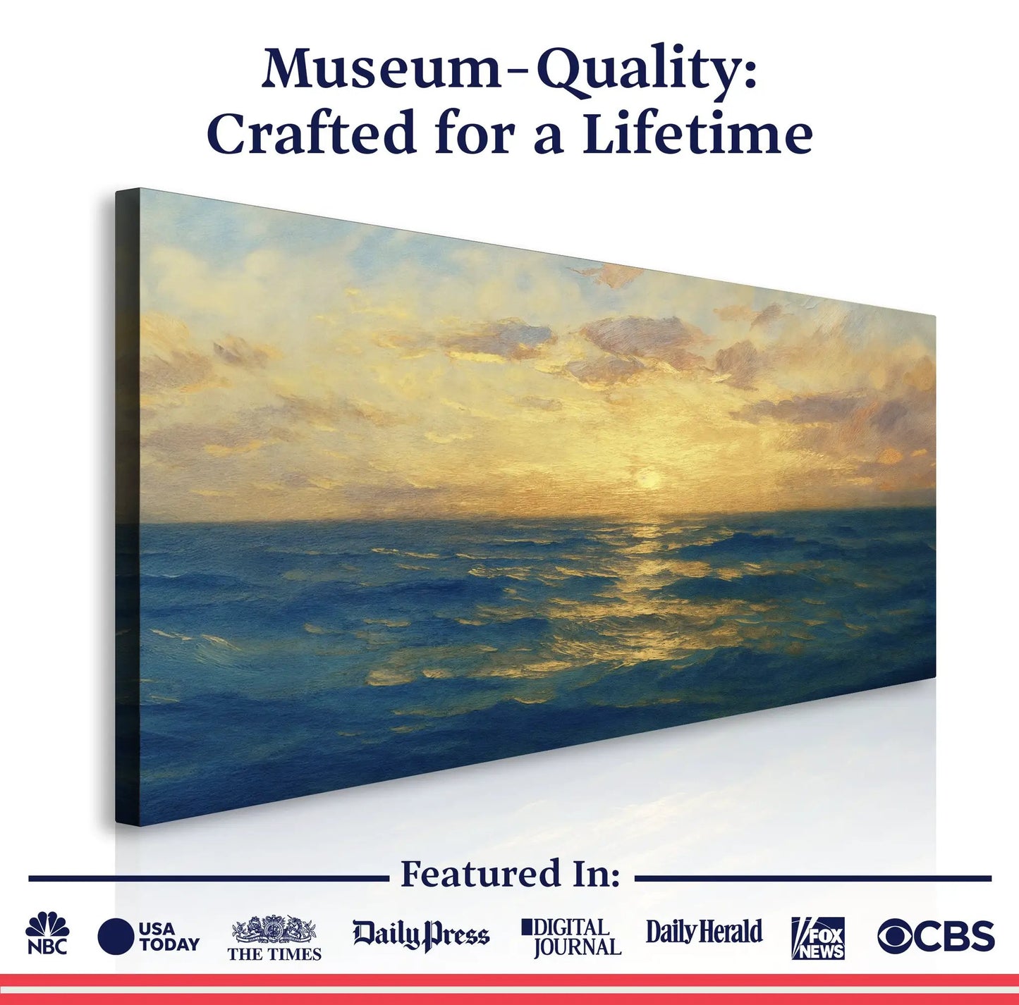 Waterscape Abstract Wall Art VII canvas by Tailored Canvases with blue ocean sunset tones on Tampa Home & Garden Store