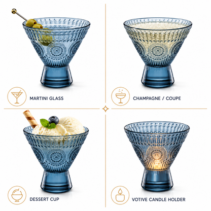Elegant Hobnail Martini Glasses Set of Six