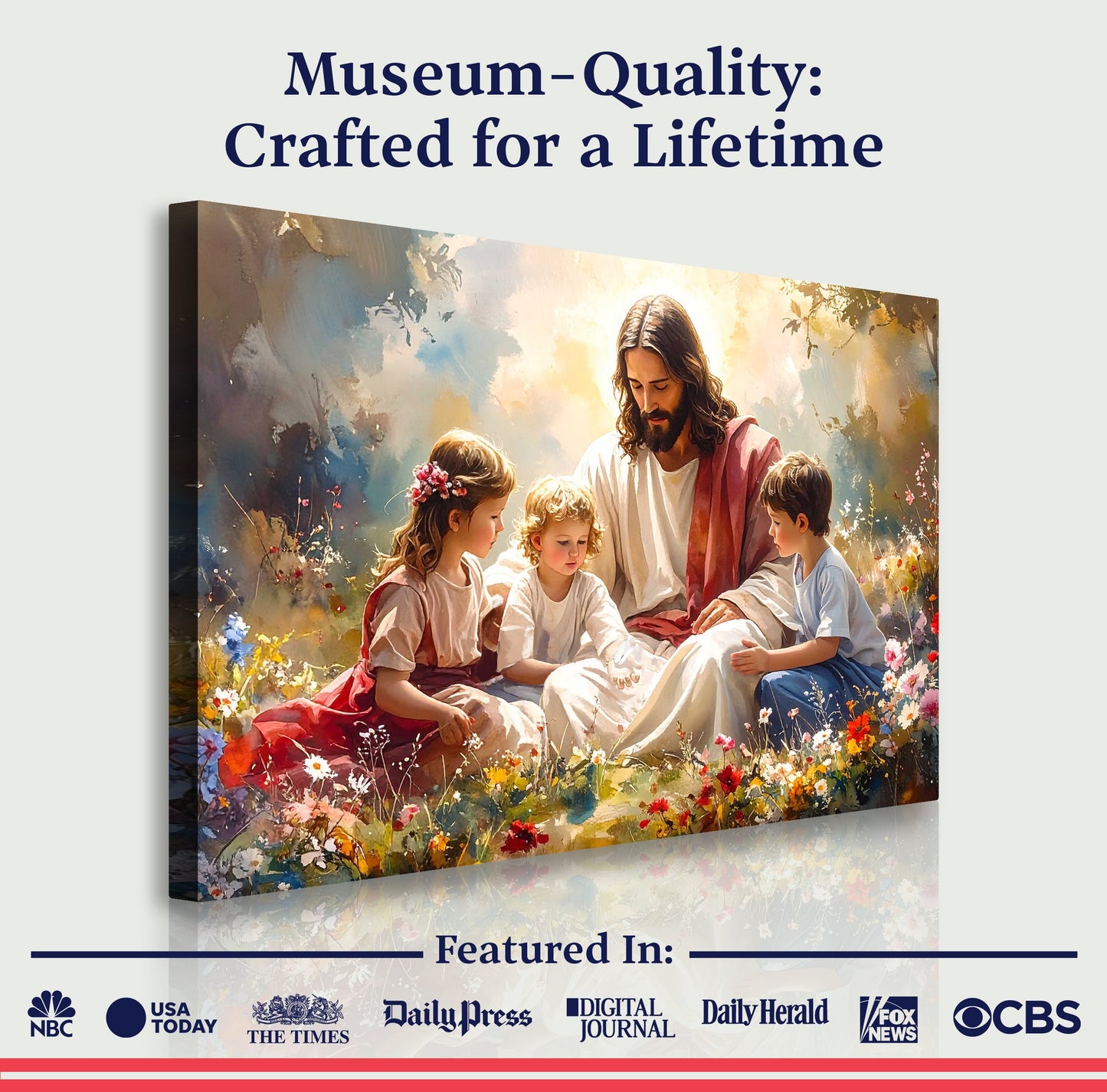 Canvas Crafting Wall Art Jesus With Children Faith Wall Art II by Tailored Canvases, serene Jesus with kids on Tampa Home & Garden Store