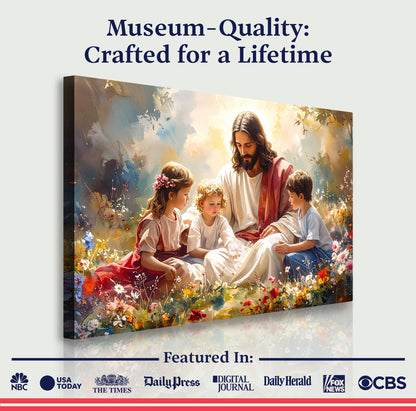 Canvas Crafting Wall Art Jesus With Children Faith Wall Art II by Tailored Canvases, serene Jesus with kids on Tampa Home & Garden Store