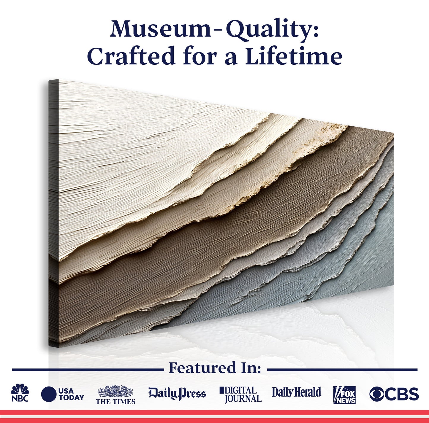 Abstract Earth Tones Wall Art canvas by Tailored Canvases, stacked beige-brown canvas layers on Tampa Home & Garden Store