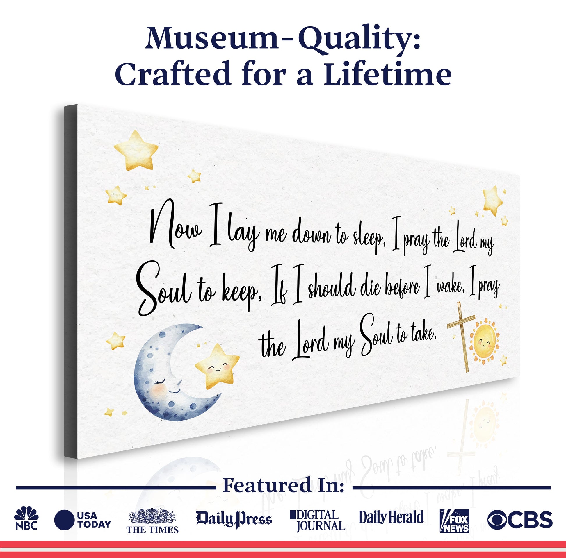 I Lay Me Down To Sleep Faith Sign canvas with prayer text and moon stars Tailored Canvases on Tampa Home & Garden Store