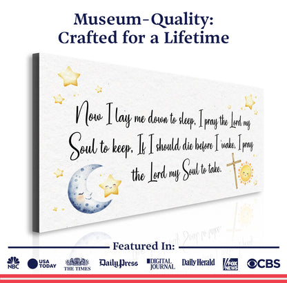 I Lay Me Down To Sleep Faith Sign canvas with prayer text and moon stars Tailored Canvases on Tampa Home & Garden Store