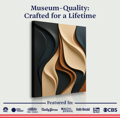 Modern Abstract Minimalist Wall Art canvas with black and tan beige curves by Tailored Canvases on Tampa Home & Garden Store