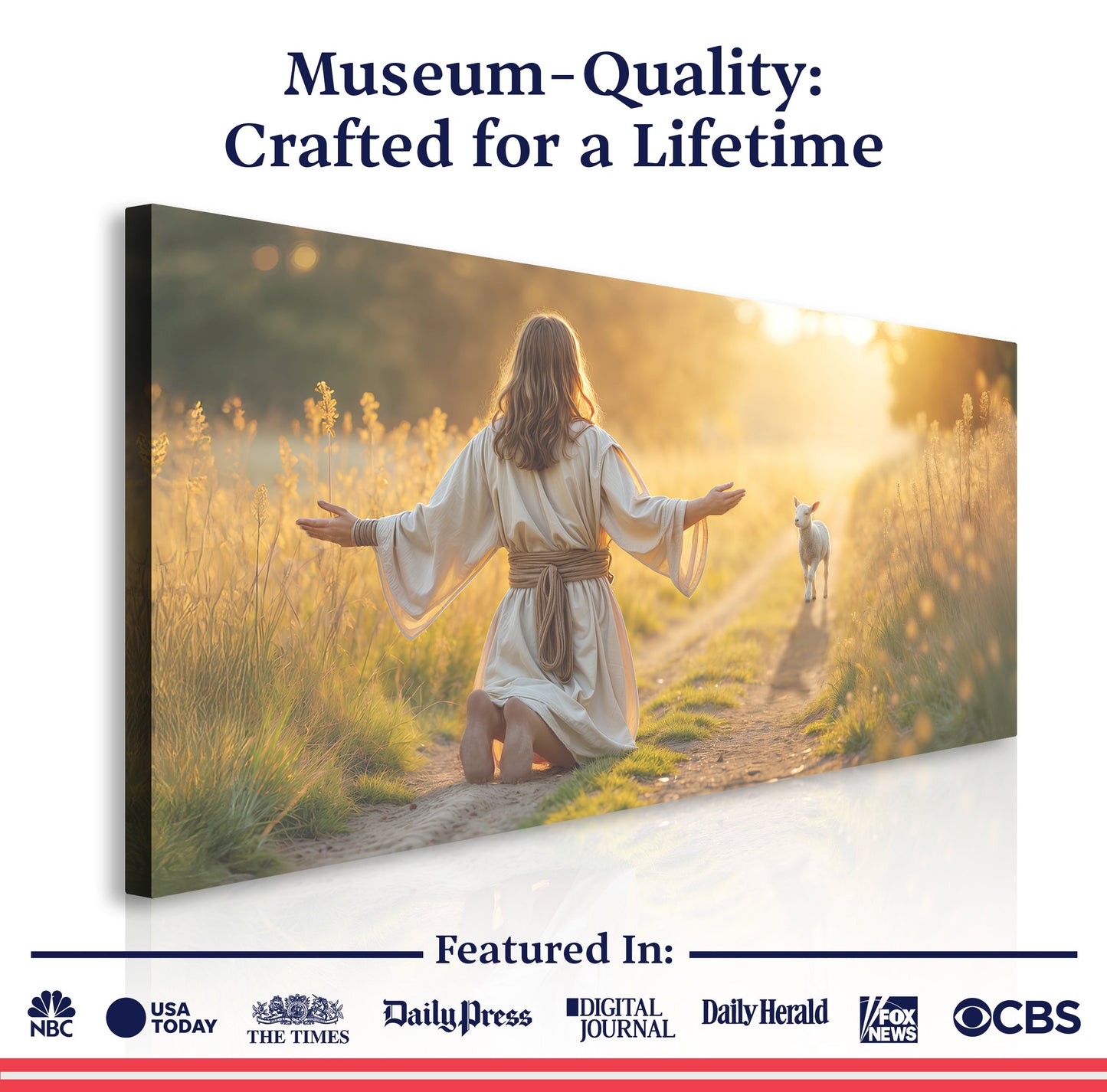 Jesus Protects The Lamb From Wolves Faith Wall Art IX Canvas by Tailored Canvases, serene sunset on Tampa Home & Garden Store