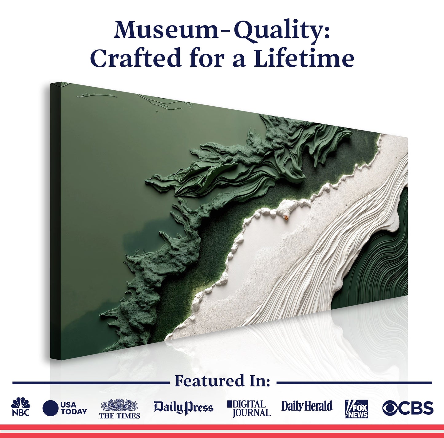 Green Rivers Abstract Wall Art VI canvas by Tailored Canvases with textured green layers on Tampa Home & Garden Store