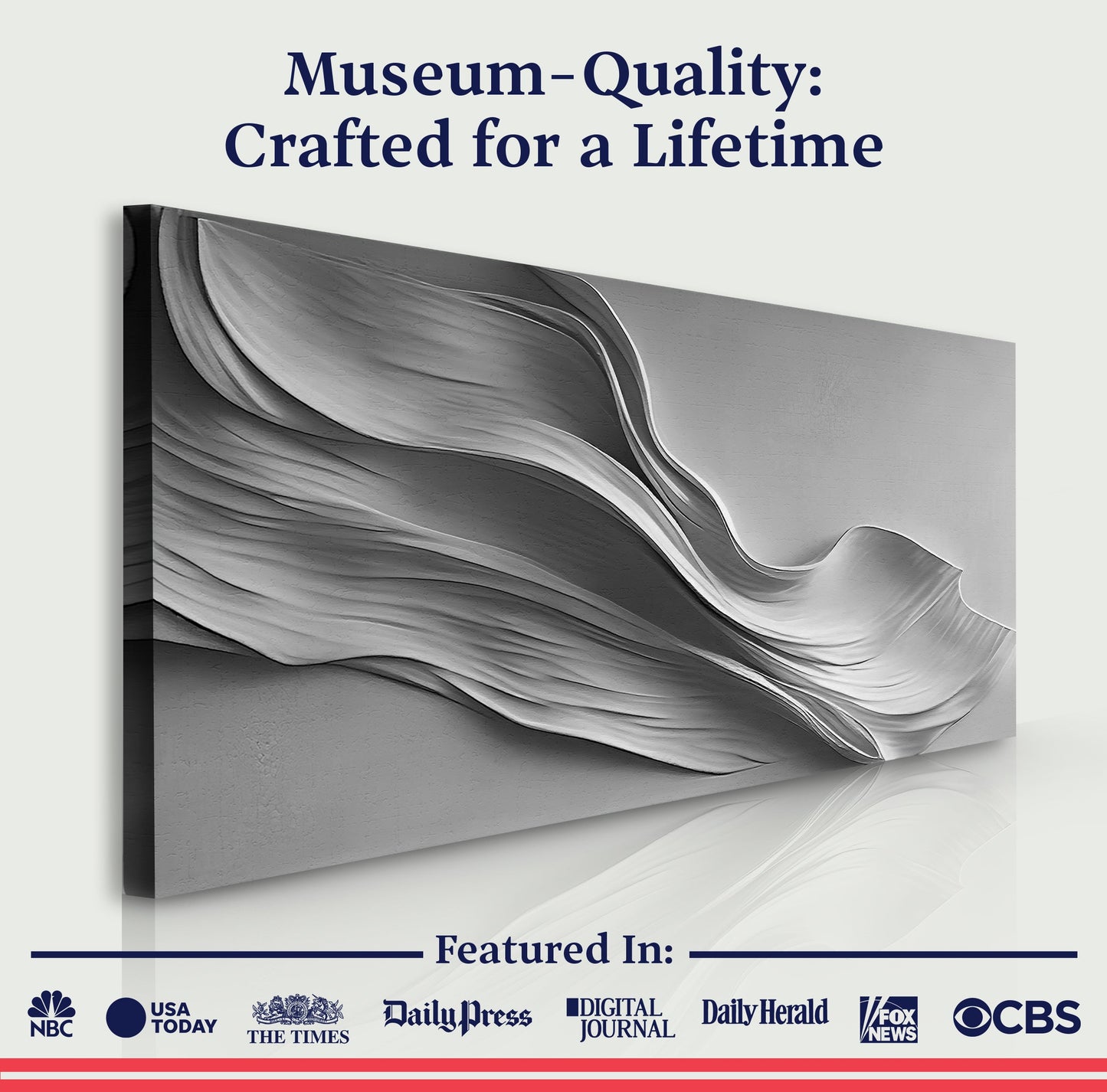 Stormy Gray Minimalist Wall Art canvas by Tailored Canvases in grayscale abstract waves on Tampa Home & Garden Store
