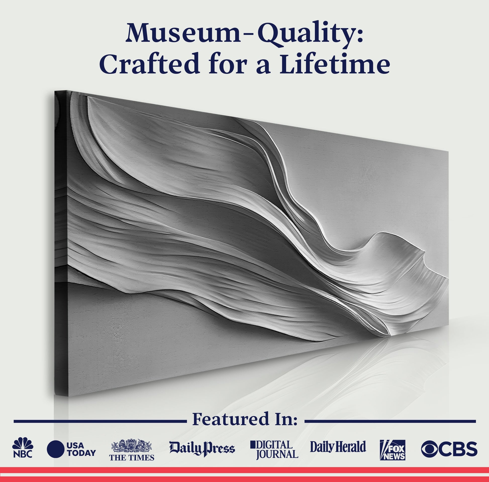 Stormy Gray Minimalist Wall Art canvas by Tailored Canvases in grayscale abstract waves on Tampa Home & Garden Store