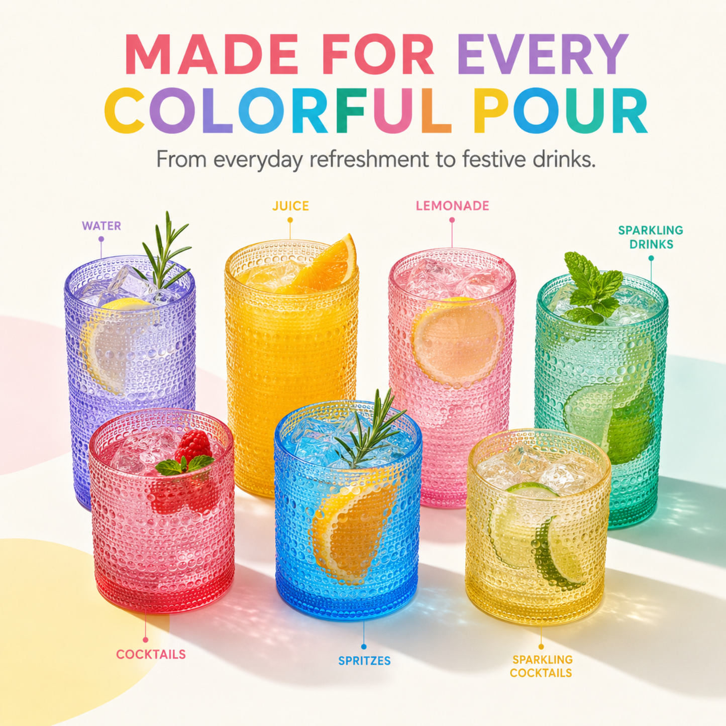 Madrid Acrylic Hobnail Lowball Glasses Set of 12