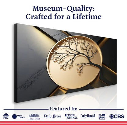 3D Celtic Tree of Life Wall Art VI canvas by Tailored Canvases, gold tree in circular medallion on Tampa Home & Garden Store