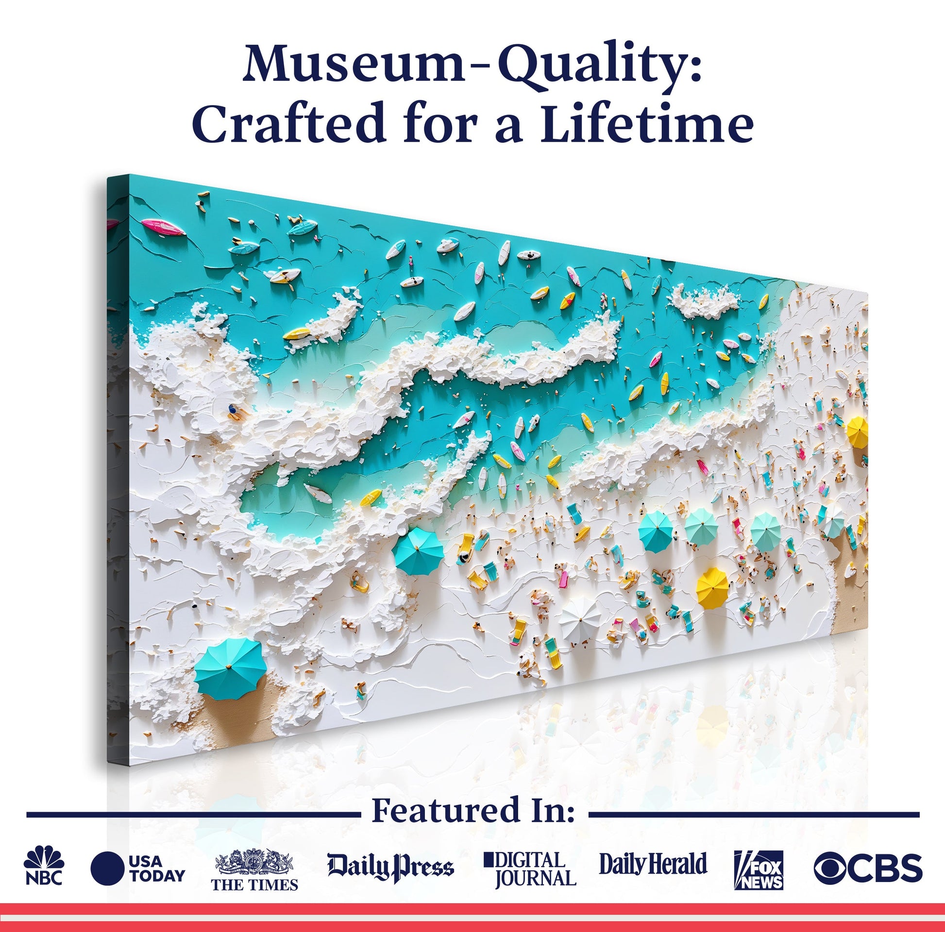 Beach Days Wall Art XI canvas by Tailored Canvases; turquoise seascape with colorful boats on Tampa Home & Garden Store