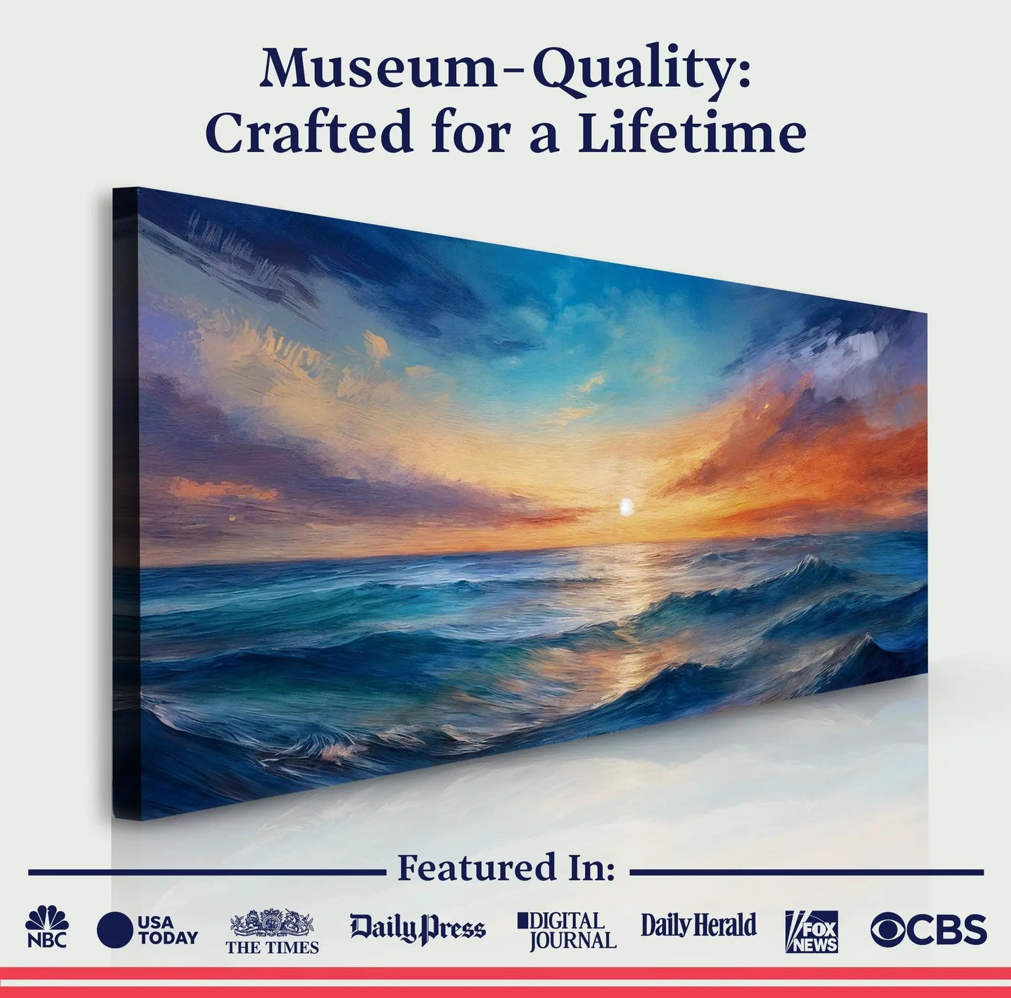Waterscape Abstract Wall Art XIII canvas by Tailored Canvases with blue ocean sunset tones on Tampa Home & Garden Store
