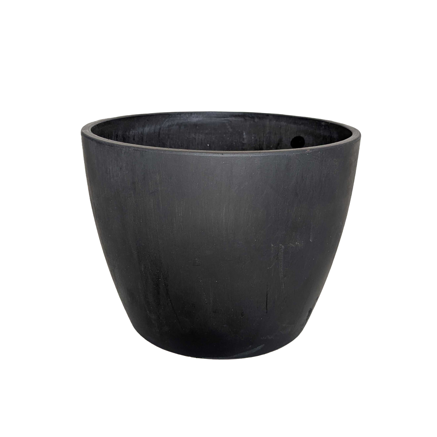 Black TerraCotta Eco Pot by Rooted Treasures Farms, plant pot with drainage hole on Tampa Home & Garden Store