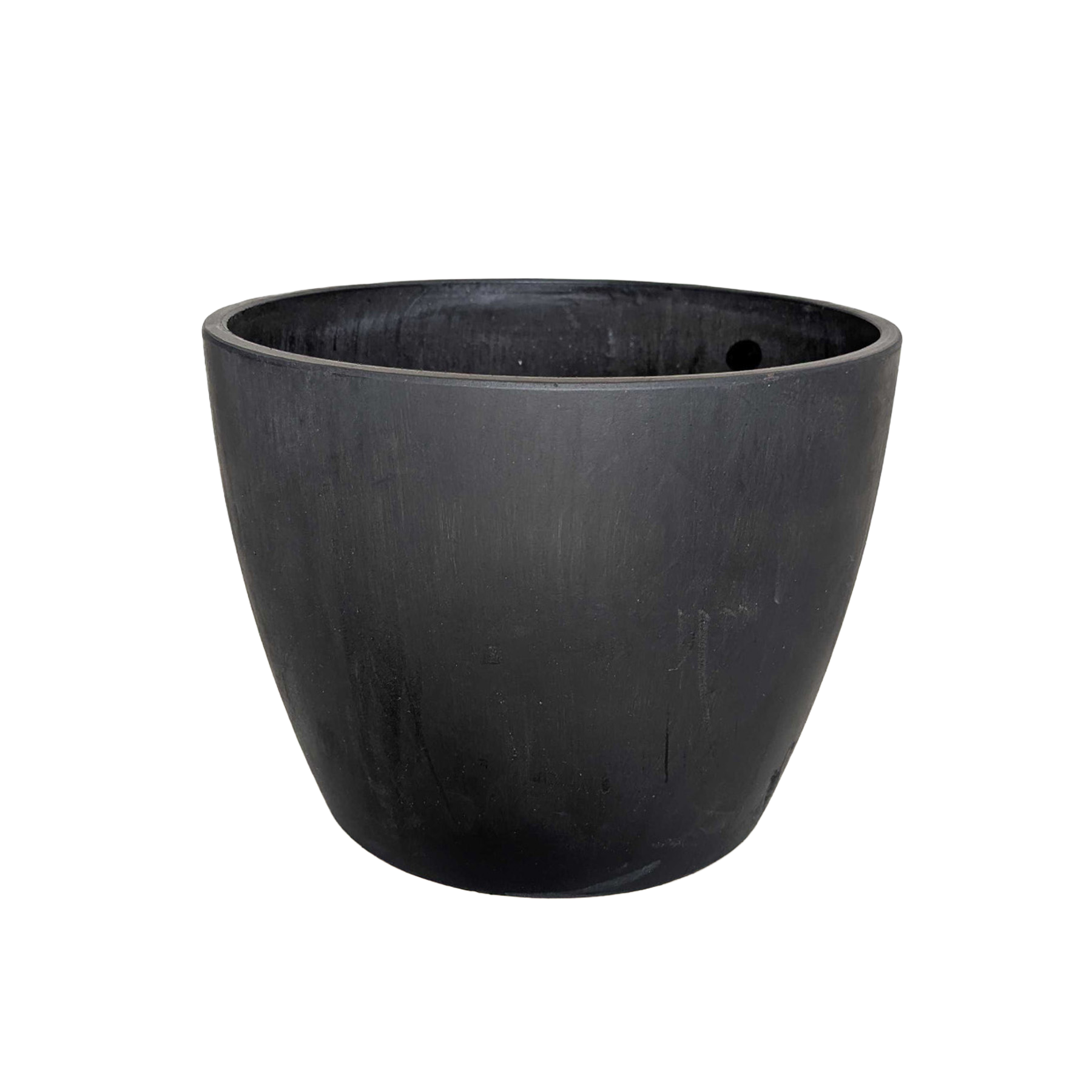 Black TerraCotta Eco Pot by Rooted Treasures Farms, plant pot with drainage hole on Tampa Home & Garden Store