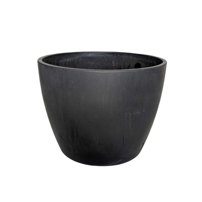 Black TerraCotta Eco Pot by Rooted Treasures Farms, plant pot with drainage hole on Tampa Home & Garden Store