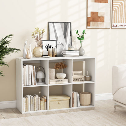 Estantería de 6 cubos con barandilla trasera para salón o dormitorio - Blanca