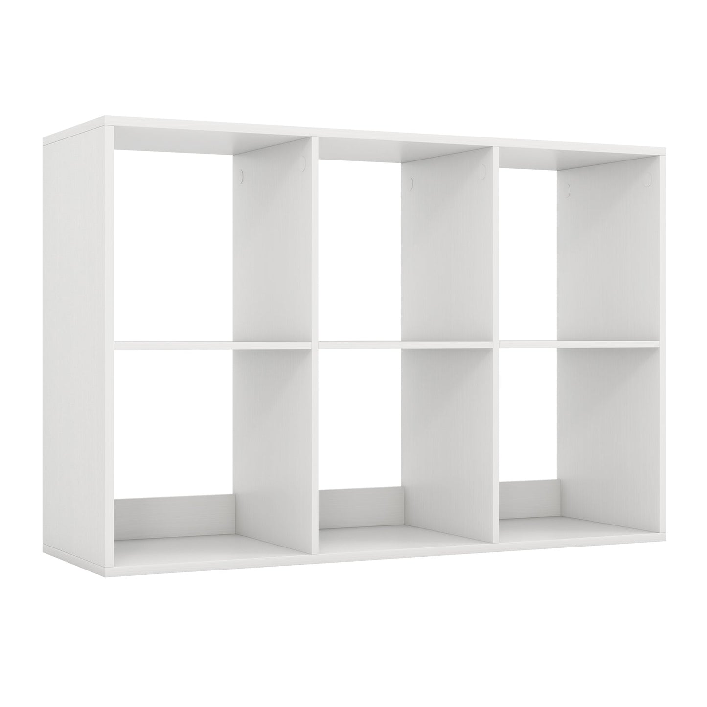 Estantería de 6 cubos con barandilla trasera para salón o dormitorio - Blanca