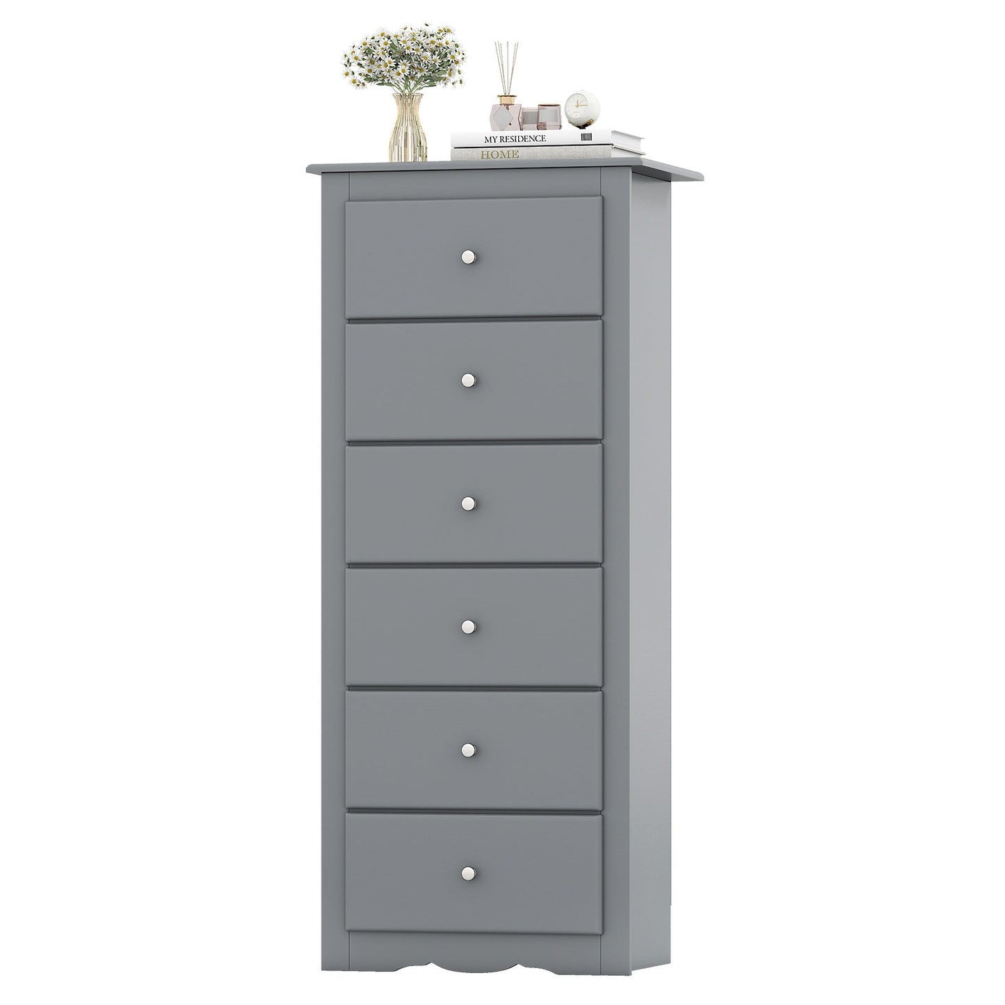 Cómoda de 6 cajones, mueble de almacenamiento de ropa para dormitorio - Negro